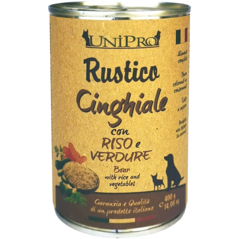 Unipro Rustico per Cani Cinghiale, Riso e Verdure - 400g Unipro Rustico per Cani Cinghiale, Riso e Verdure - 400g